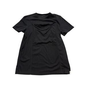 LALABU Large Black Short Sleeve Kangaroo Pocket Babywearing Shirt Top EUC